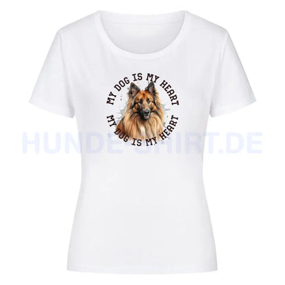 Premium Organic Damen-Shirt "Belgischer Schäferhund Tervueren HEART" Weiß – hunde-shirt.de