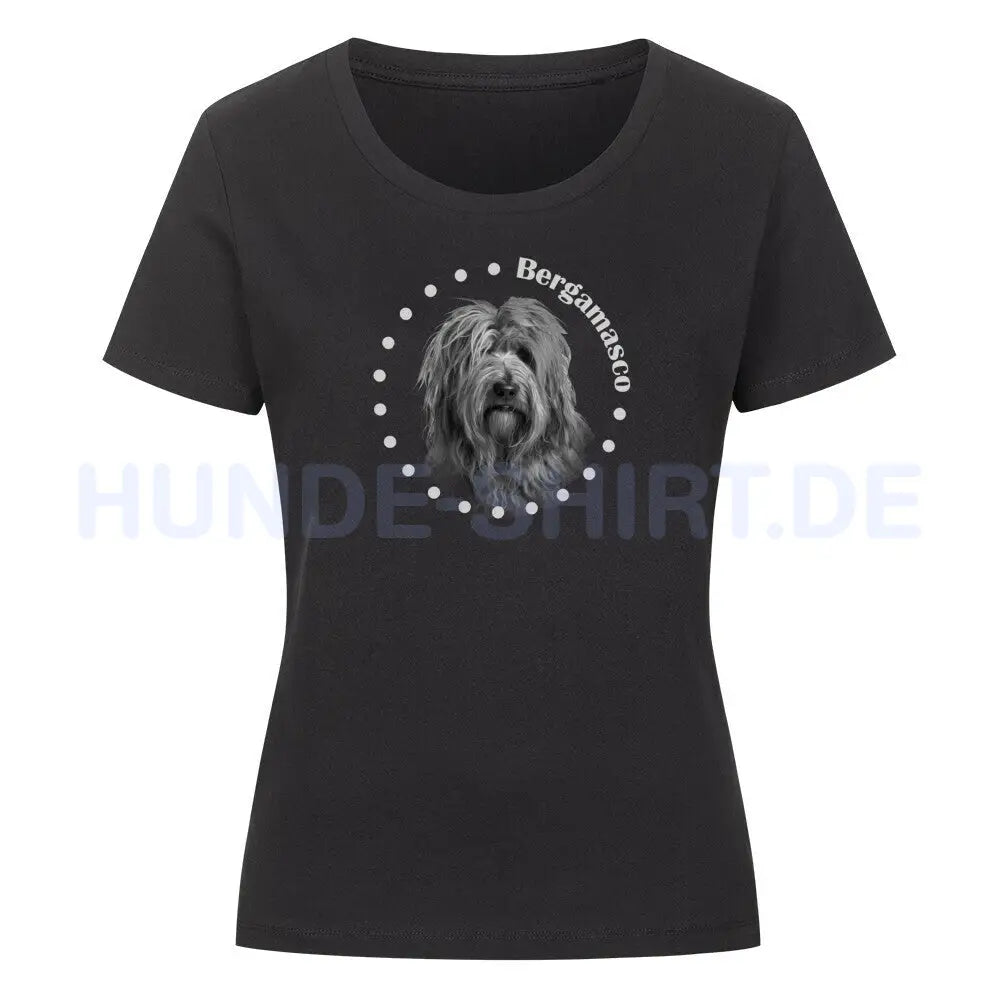 Premium Organic Damen-Shirt "Bergamasco Rounded" Schwarz – hunde-shirt.de