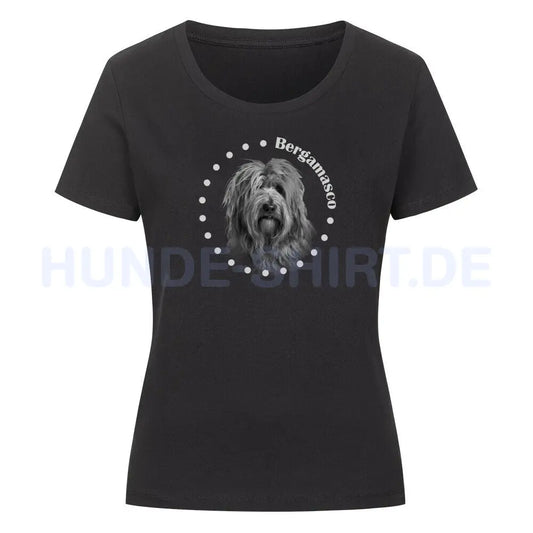 Premium Organic Damen-Shirt "Bergamasco Rounded" Schwarz – hunde-shirt.de