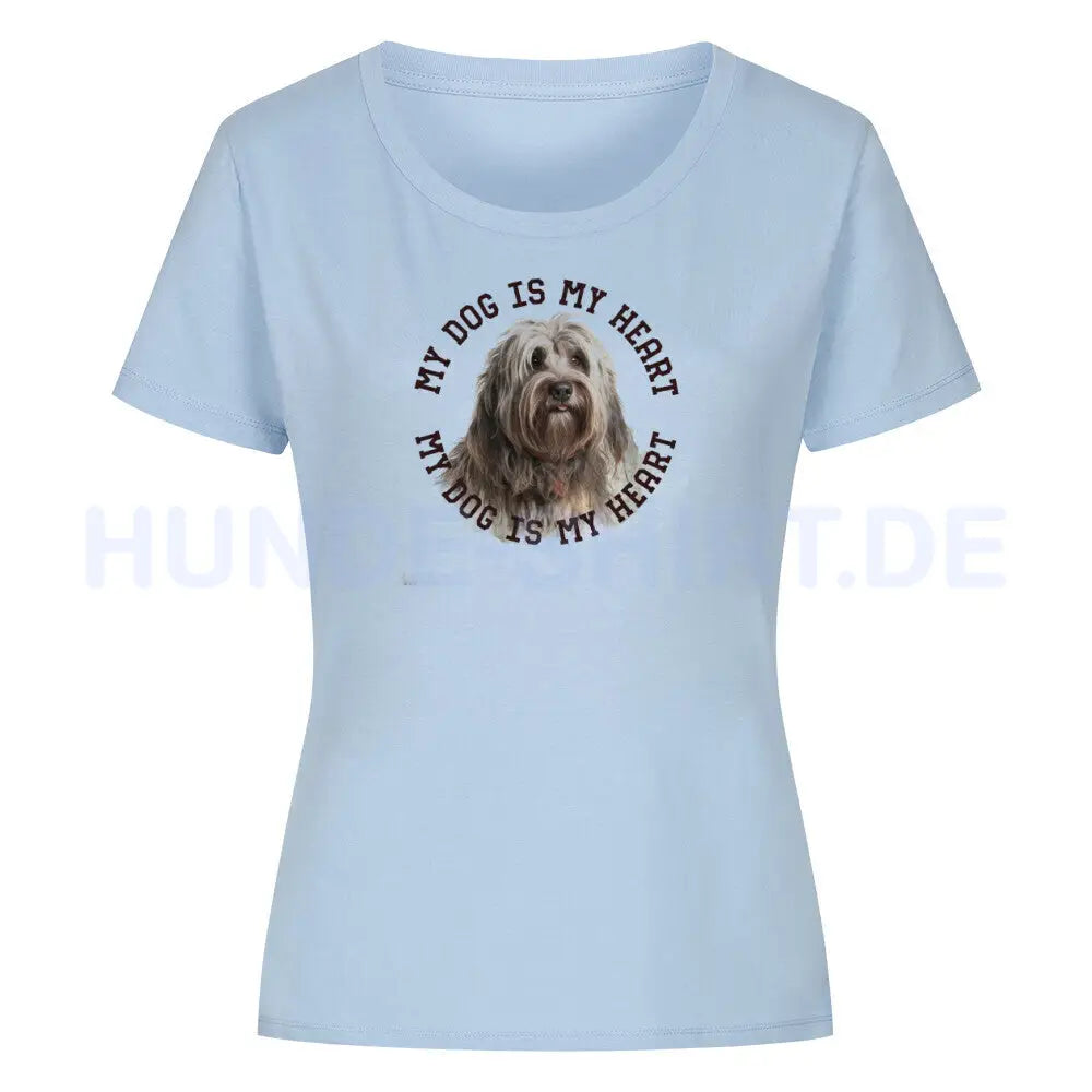 Premium Organic Damen-Shirt "Bergamasker Hirtenhund H" Sky Blue – hunde-shirt.de