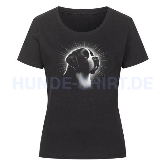 Premium Organic Damen-Shirt "Bernhardiner - Bright" Schwarz – hunde-shirt.de