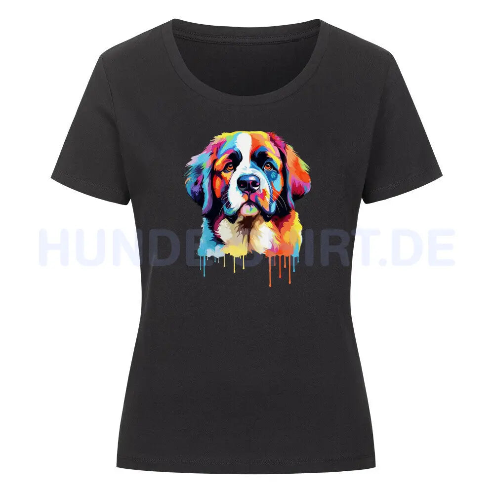 Premium Organic Damen-Shirt "Bernhardiner Fun" Schwarz – hunde-shirt.de