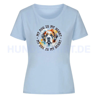 Premium Organic Damen Shirt "Bernhardiner HEART" Sky Blue – hunde-shirt.de