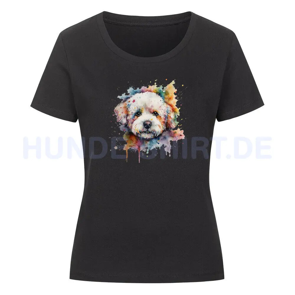 Premium Organic Damen-Shirt "Bichon Frisé Fun" Schwarz – hunde-shirt.de