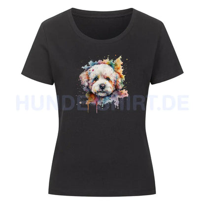 Premium Organic Damen-Shirt "Bichon Frisé Fun" Schwarz – hunde-shirt.de