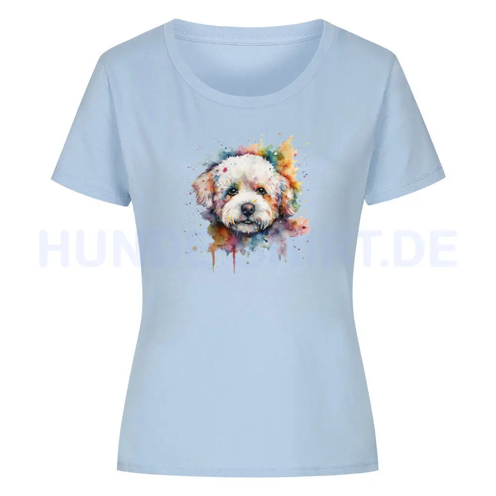 Premium Organic Damen-Shirt "Bichon Frisé Fun" Sky Blue – hunde-shirt.de