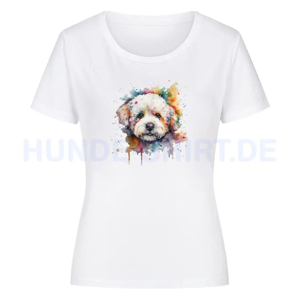 Premium Organic Damen-Shirt "Bichon Frisé Fun" Weiß – hunde-shirt.de