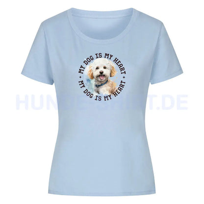 Premium Organic Damen-Shirt "Bichon Frisé HEART" Sky Blue – hunde-shirt.de