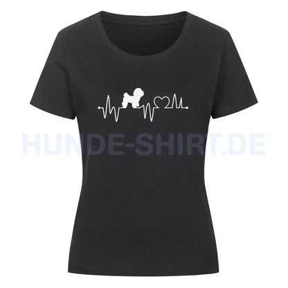 Premium Organic Damen-Shirt "Bichon Frisé - Heartbeat" Schwarz – hunde-shirt.de