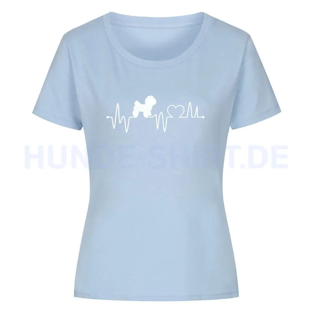 Premium Organic Damen-Shirt "Bichon Frisé - Heartbeat" Sky Blue – hunde-shirt.de