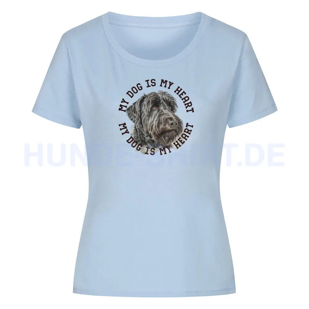 Premium Organic Damen-Shirt "Black Russian Terrier HEART 2" Sky Blue – hunde-shirt.de