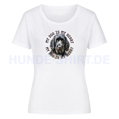 Premium Organic Damen-Shirt "Black Russian Terrier HEART" Weiß – hunde-shirt.de