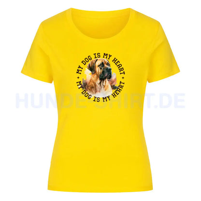 Premium Organic Damen-Shirt "Boerboel HEART" Golden Yellow – hunde-shirt.de