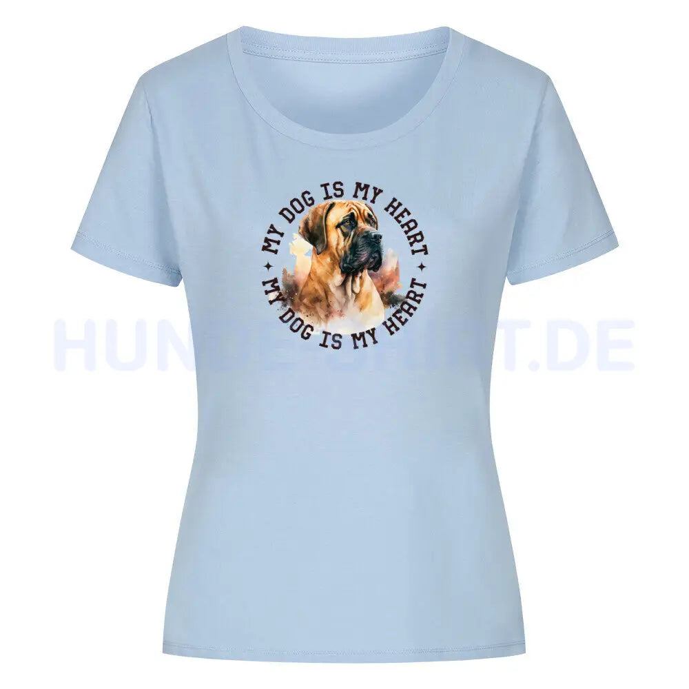 Premium Organic Damen-Shirt "Boerboel HEART" Sky Blue – hunde-shirt.de