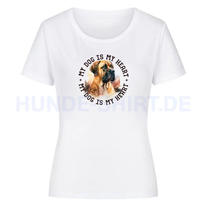 Premium Organic Damen-Shirt "Boerboel HEART" Weiß – hunde-shirt.de