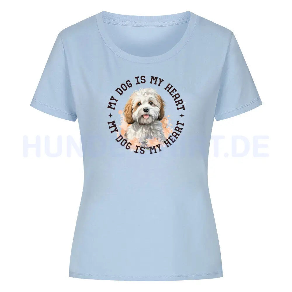 Premium Organic Damen-Shirt "Bologneser HEART" Sky Blue – hunde-shirt.de