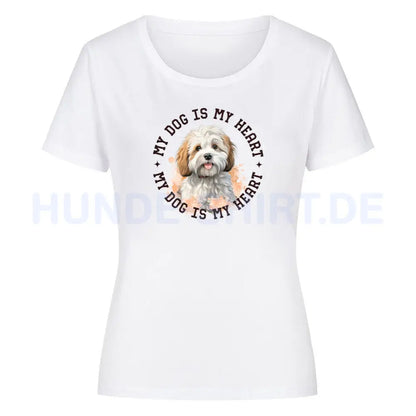 Premium Organic Damen-Shirt "Bologneser HEART" Weiß – hunde-shirt.de