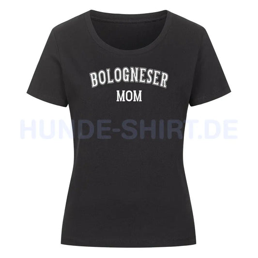 Premium Organic Damen-Shirt "Bologneser - MOM" Schwarz – hunde-shirt.de