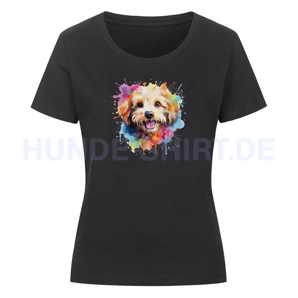 Premium Organic Damen-Shirt "Bologneser Paint" Schwarz – hunde-shirt.de