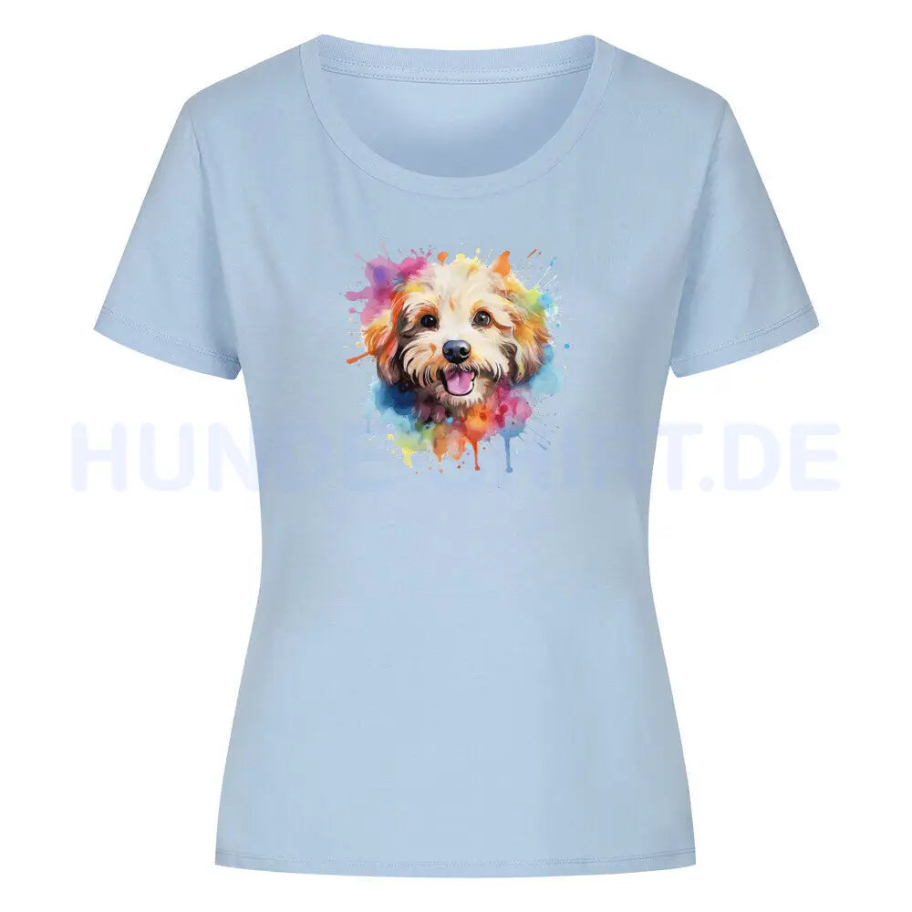 Premium Organic Damen-Shirt "Bologneser Paint" Sky Blue – hunde-shirt.de