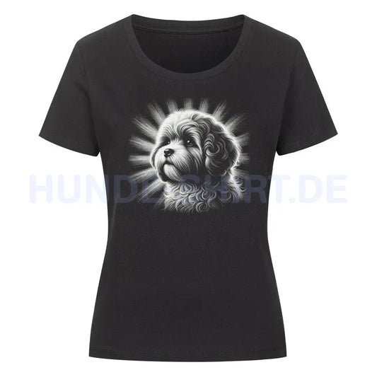 Premium Organic Damen-Shirt "Bologneser - Shine" Schwarz – hunde-shirt.de