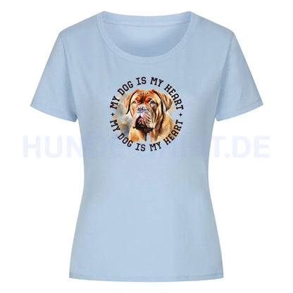 Premium Organic Damen-Shirt "Bordeaux Dogge HEART" Sky Blue – hunde-shirt.de