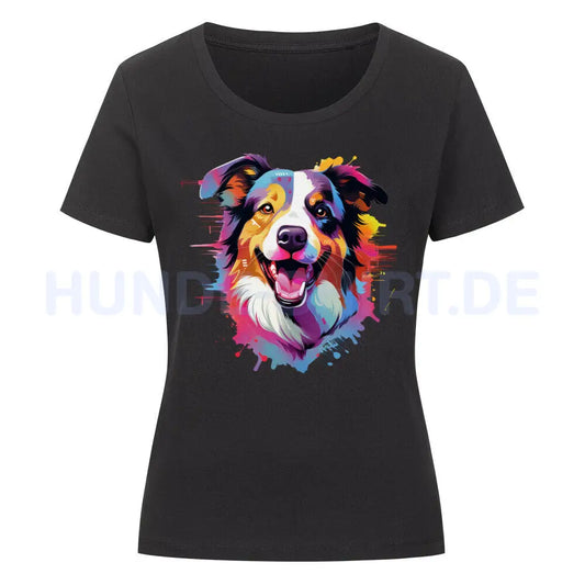 Premium Organic Damen-Shirt "Border Collie - Paint" Schwarz – hunde-shirt.de