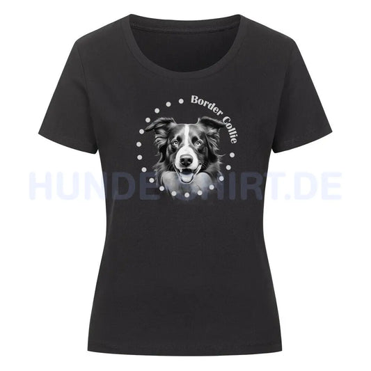 Premium Organic Damen-Shirt "Border Collie Rounded" Schwarz – hunde-shirt.de