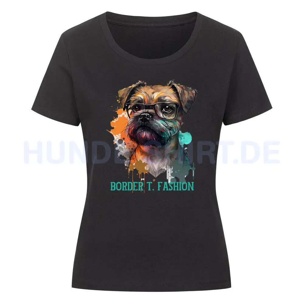 Premium Organic Damen-Shirt "Border Terrier - Fashion" Schwarz – hunde-shirt.de