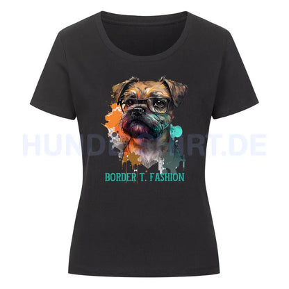 Premium Organic Damen-Shirt "Border Terrier - Fashion" Schwarz – hunde-shirt.de