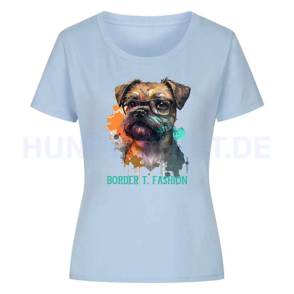 Premium Organic Damen-Shirt "Border Terrier - Fashion" Sky Blue – hunde-shirt.de