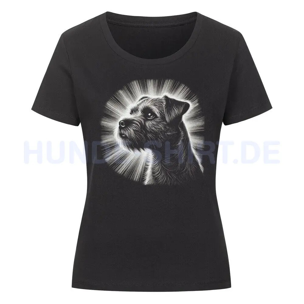 Premium Organic Damen-Shirt "Border Terrier - Shine" Schwarz – hunde-shirt.de