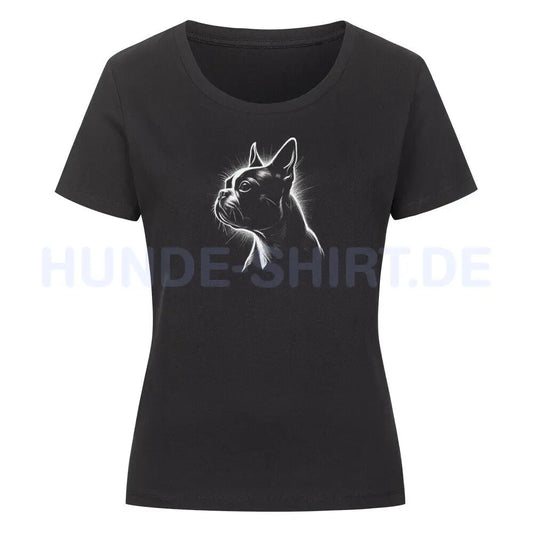 Premium Organic Damen-Shirt "Boston Terrier Shine" Schwarz – hunde-shirt.de