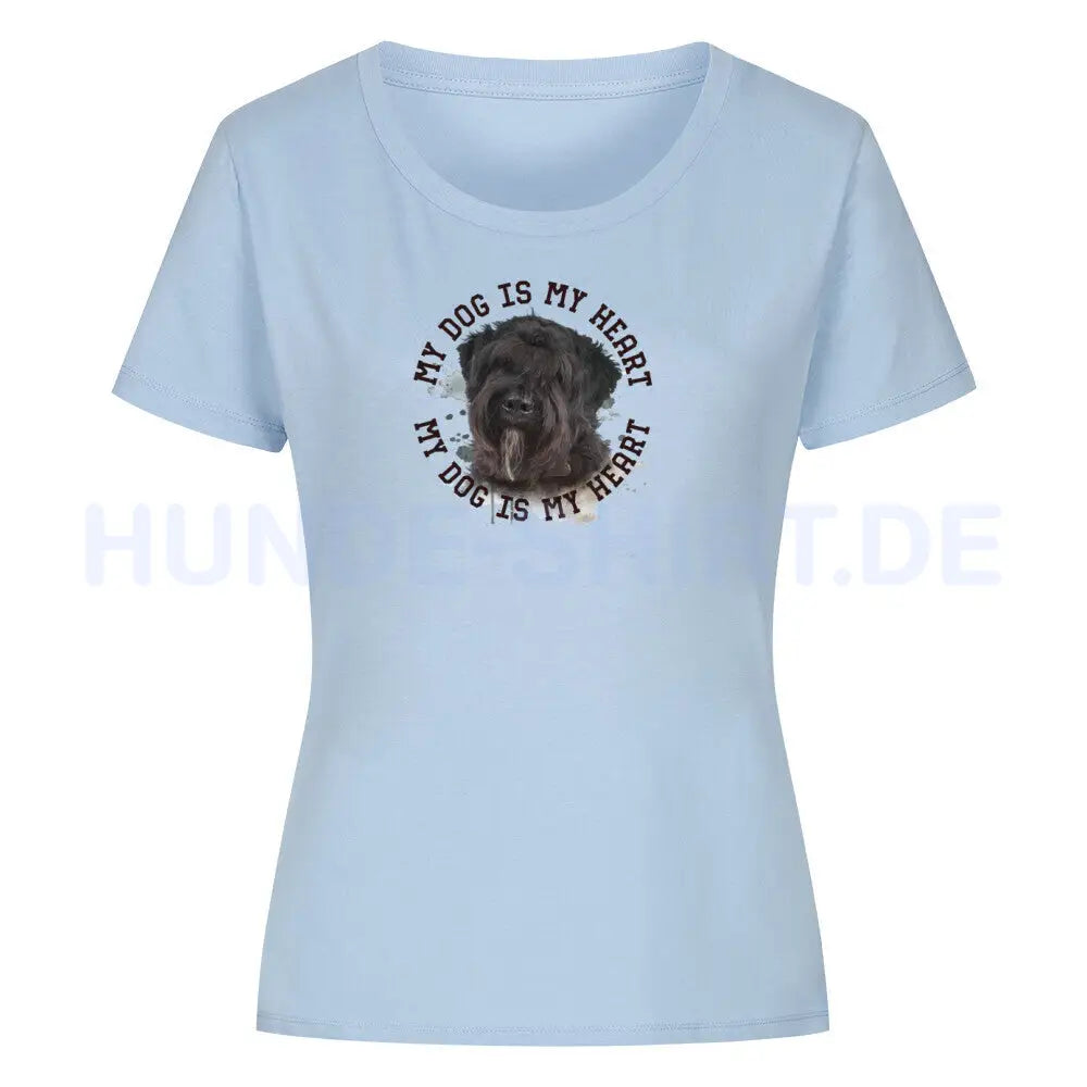 Premium Organic Damen-Shirt "Bouvier HEART" Sky Blue – hunde-shirt.de