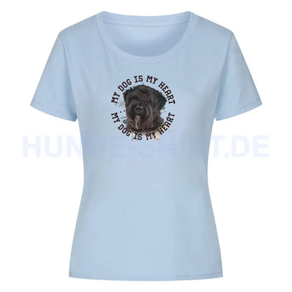 Premium Organic Damen-Shirt "Bouvier HEART" Sky Blue – hunde-shirt.de