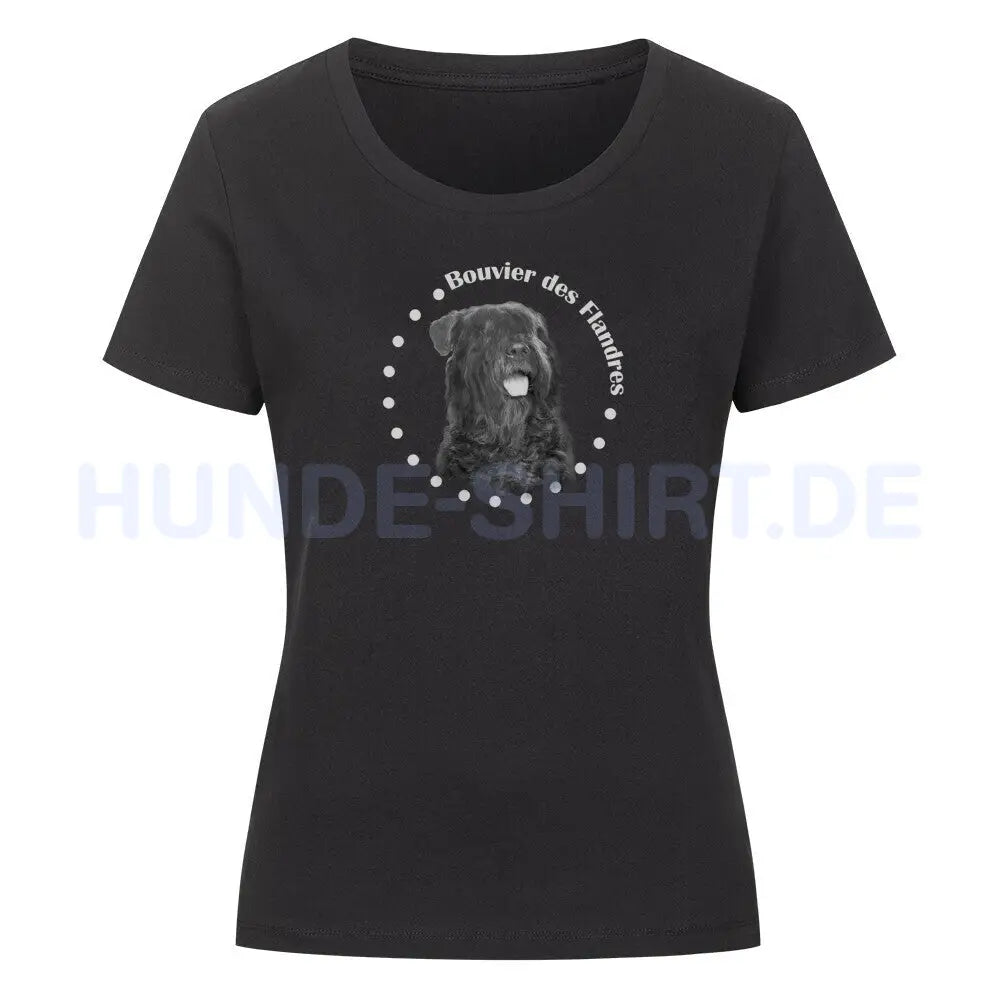 Premium Organic Damen-Shirt "Bouvier Rounded" Schwarz – hunde-shirt.de