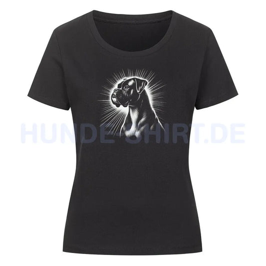 Premium Organic Damen-Shirt "Boxer Shine" Schwarz – hunde-shirt.de