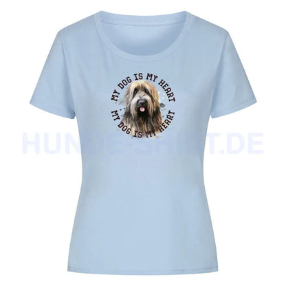 Premium Organic Damen-Shirt "Briard HEART" Sky Blue – hunde-shirt.de