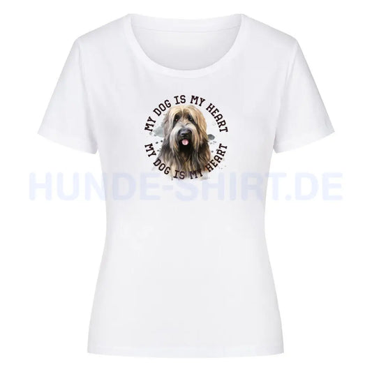 Premium Organic Damen-Shirt "Briard HEART" Weiß – hunde-shirt.de