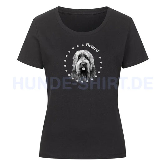 Premium Organic Damen-Shirt "Briard Rounded" Schwarz – hunde-shirt.de