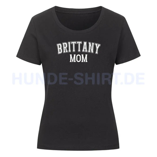 Premium Organic Damen-Shirt "Brittany Spaniel - MOM" Schwarz – hunde-shirt.de