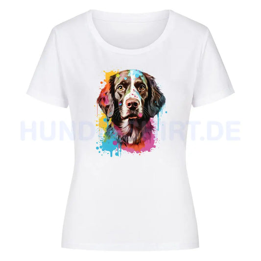 Premium Organic Damen-Shirt "Brittany Spaniel - Paint" Weiß – hunde-shirt.de