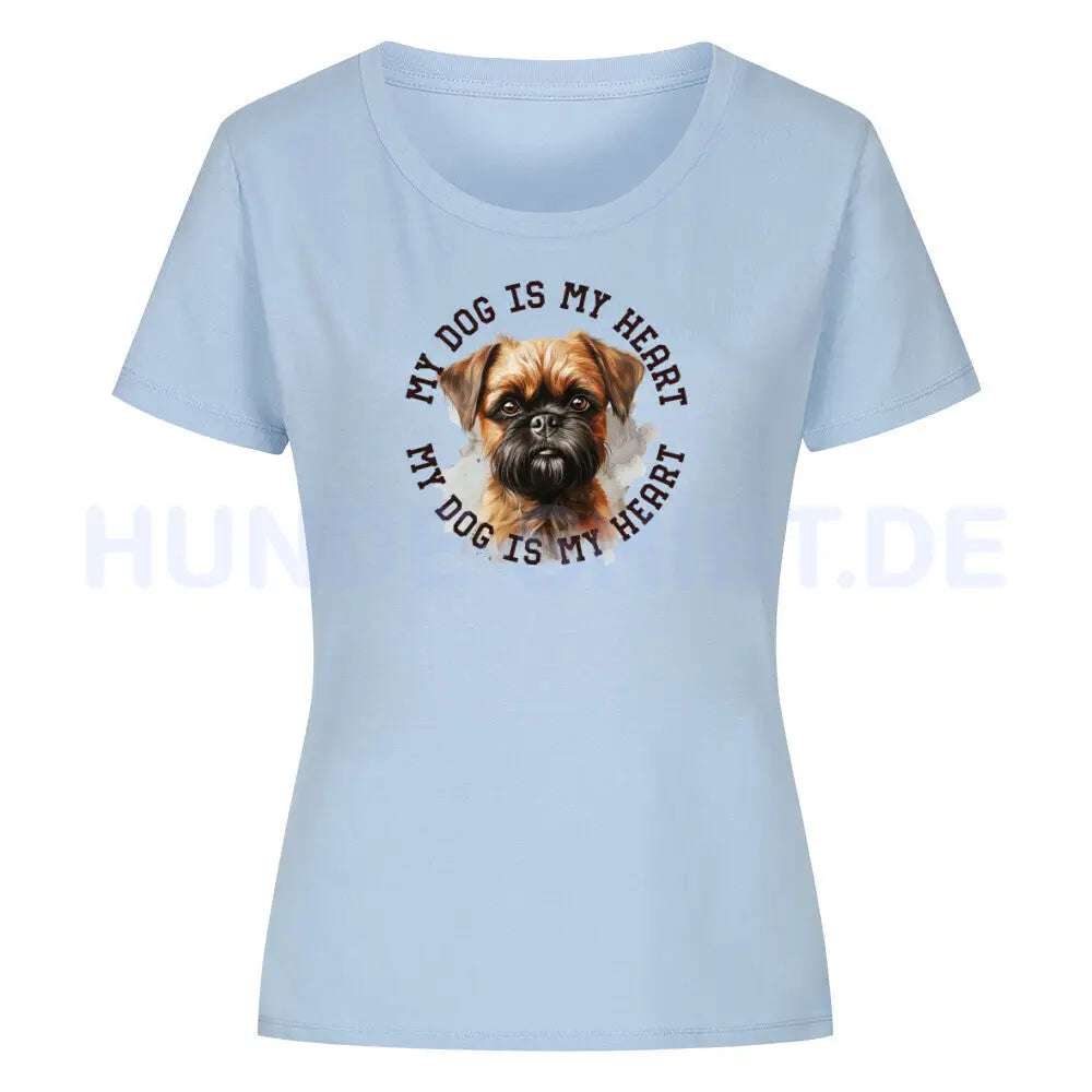 Premium Organic Damen-Shirt "Brüsseler Griffon HEART" Sky Blue – hunde-shirt.de