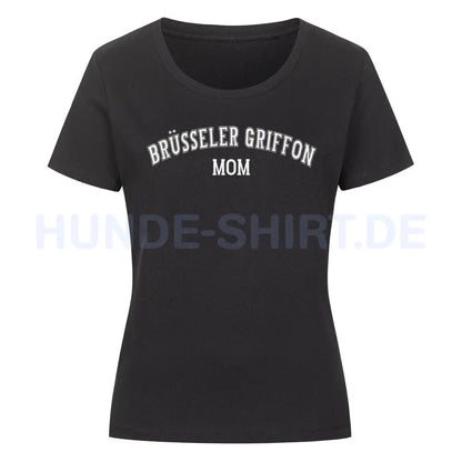 Premium Organic Damen-Shirt "Brüsseler Griffon - MOM" Schwarz – hunde-shirt.de