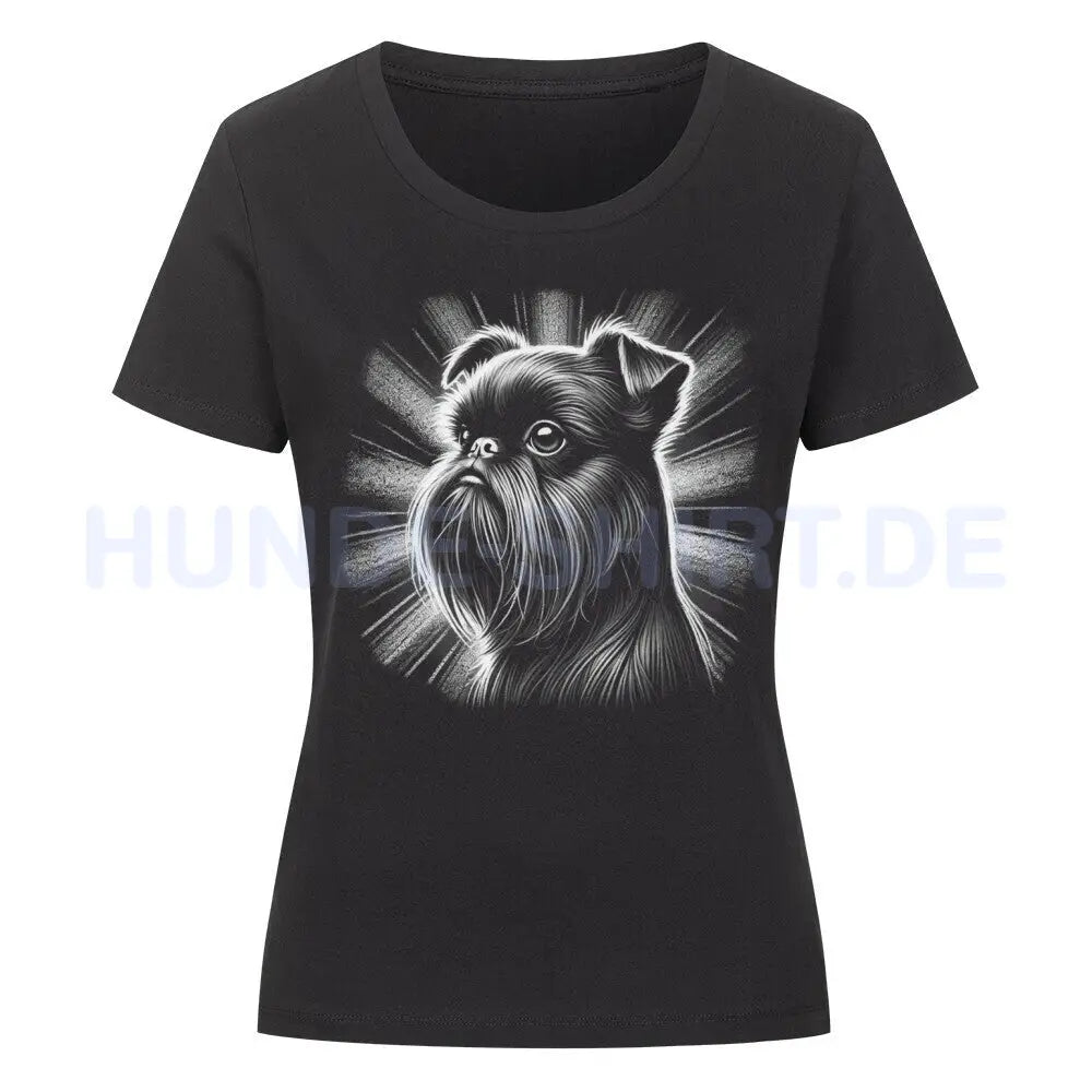 Premium Organic Damen-Shirt "Brüsseler Griffon - Shine" Schwarz – hunde-shirt.de