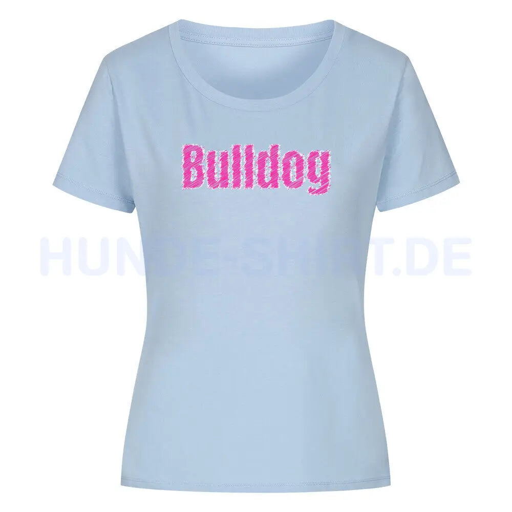 Premium Organic Damen-Shirt "Bulldog" Sky Blue – hunde-shirt.de