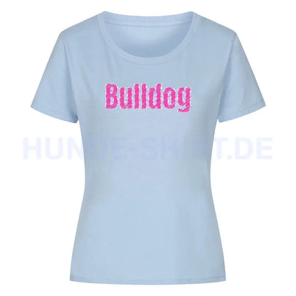 Premium Organic Damen-Shirt "Bulldog" Sky Blue – hunde-shirt.de