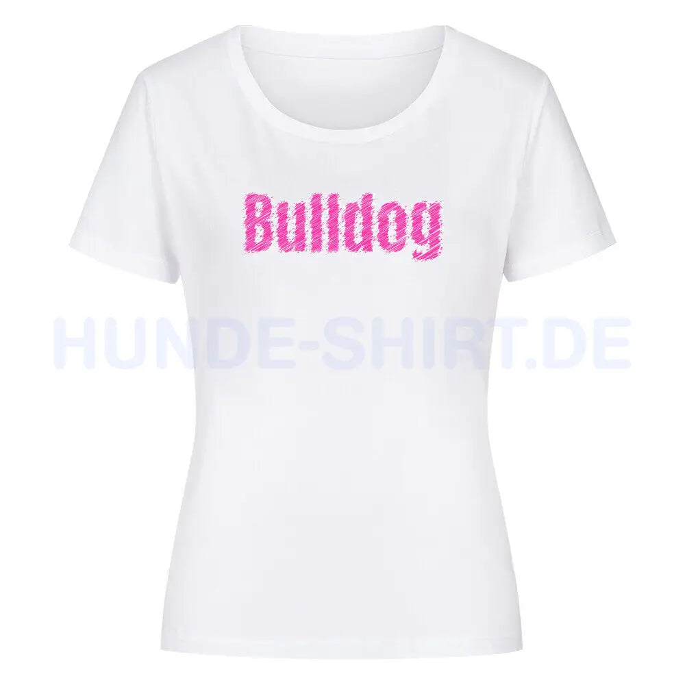 Premium Organic Damen-Shirt "Bulldog" Weiß – hunde-shirt.de