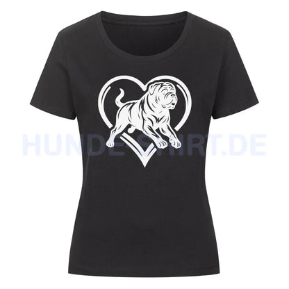 Premium Organic Damen-Shirt "Bullmastiff - HEART" Schwarz – hunde-shirt.de