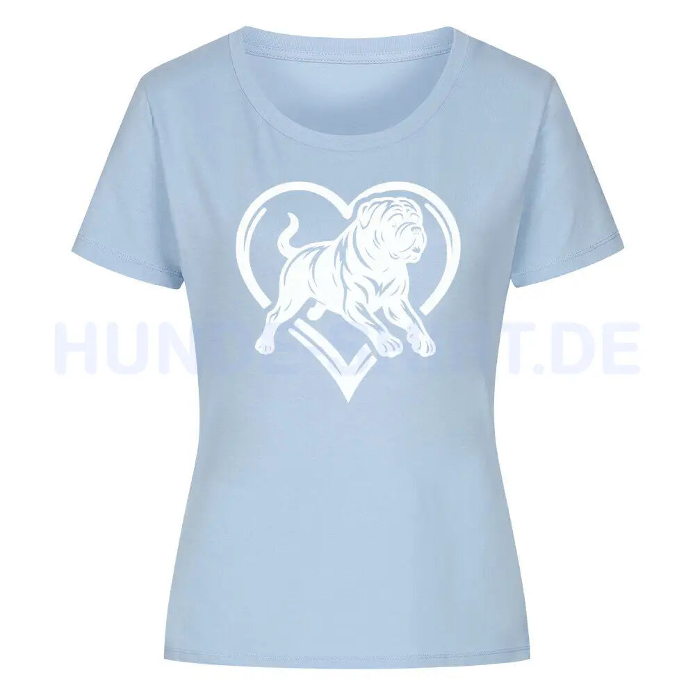 Premium Organic Damen-Shirt "Bullmastiff - HEART" Sky Blue – hunde-shirt.de